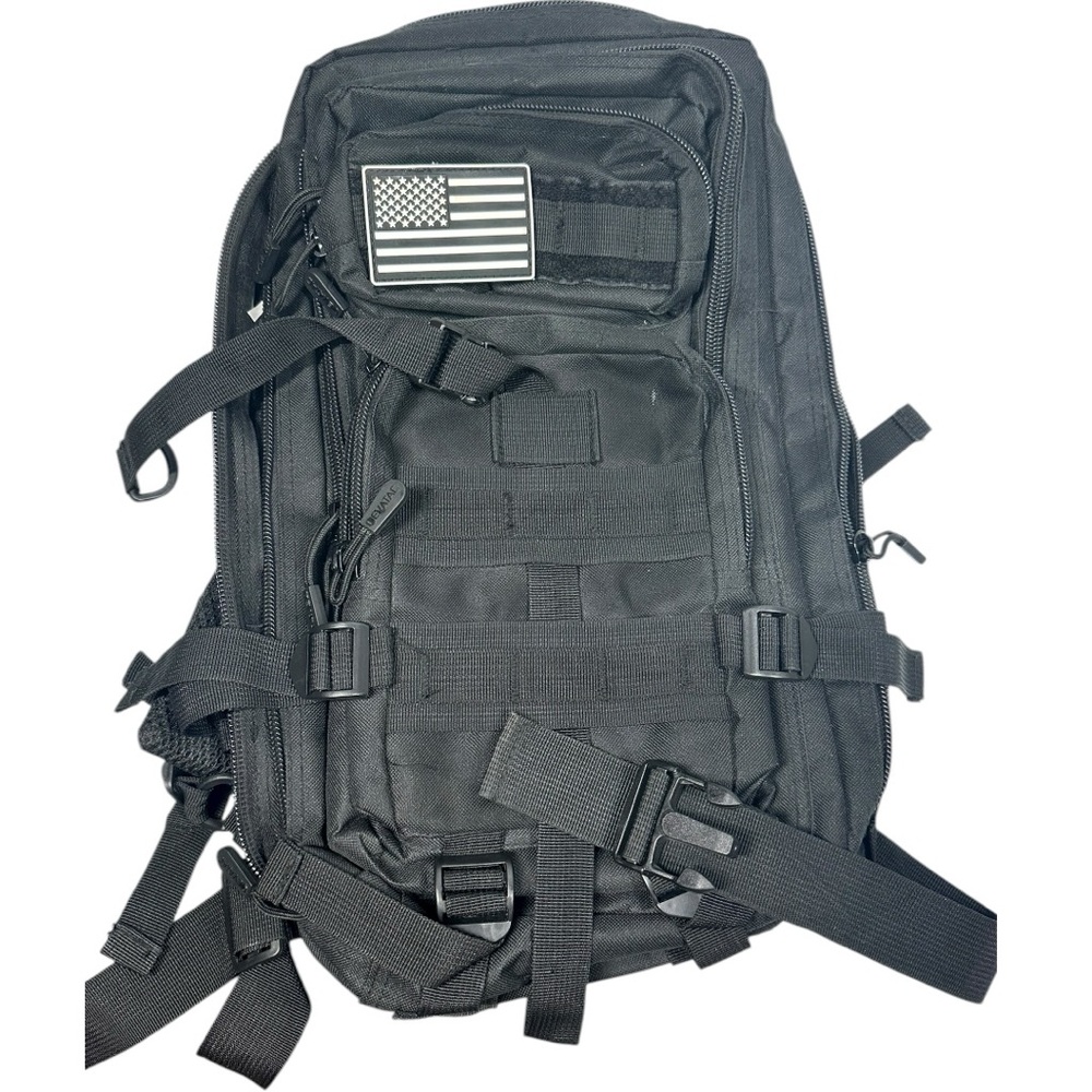 EVATAC Military Tactical Gear Assault Backpack Bag Black Logo Multiple Pouches